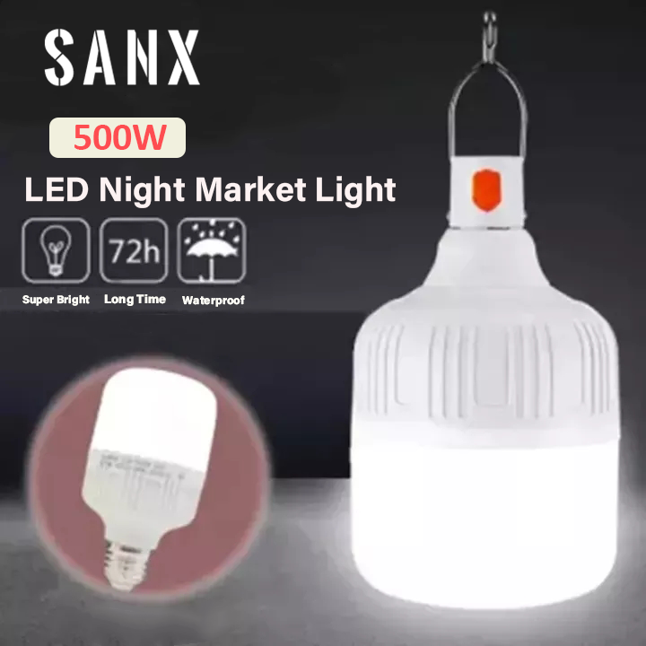 【Siêu Sáng】 Sanx 500W Có Thể Sạc Qua USB LED Đêm Thị Trường Ánh Sáng Đèn Khẩn Cấp Bóng Đèn Cắm Trại Ngoài Trời