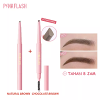 PINKFLASH Bút chì kẻ lông mày không thấm nước bền màu lâu trôi với 4 màu tùy chọn có đầu chải lông màu tiện dụng