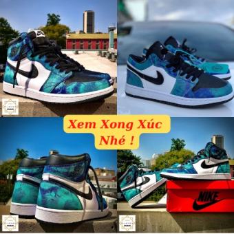 Giày jordan 1 Xanh Loang, Giày JD1 Tie Dye Cổ Cao Cổ Thấp Hàng Chất Cao Cấp [ Full Box Bill - Sẵn Hàng ]
