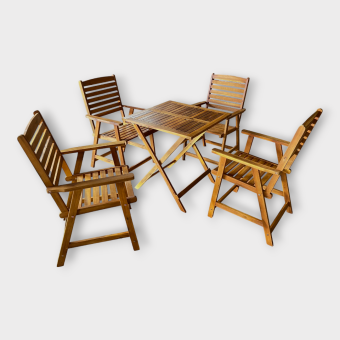 Bộ bàn ghế ngoài trời IBIE Bulan gỗ keo lau dầu, tùy chọn số ghế