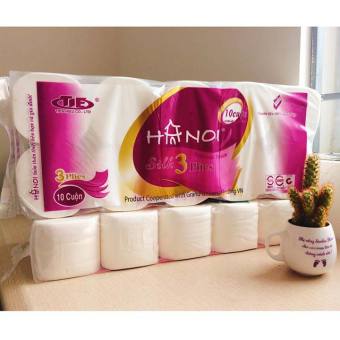 Giấy Vệ Sinh Hà Nội 3 Lớp Siêu Dai,Siêu Mịn 10 Cuộn Khối Lượng 1,4Kg - 1.5Kg Không Lõi Xanh