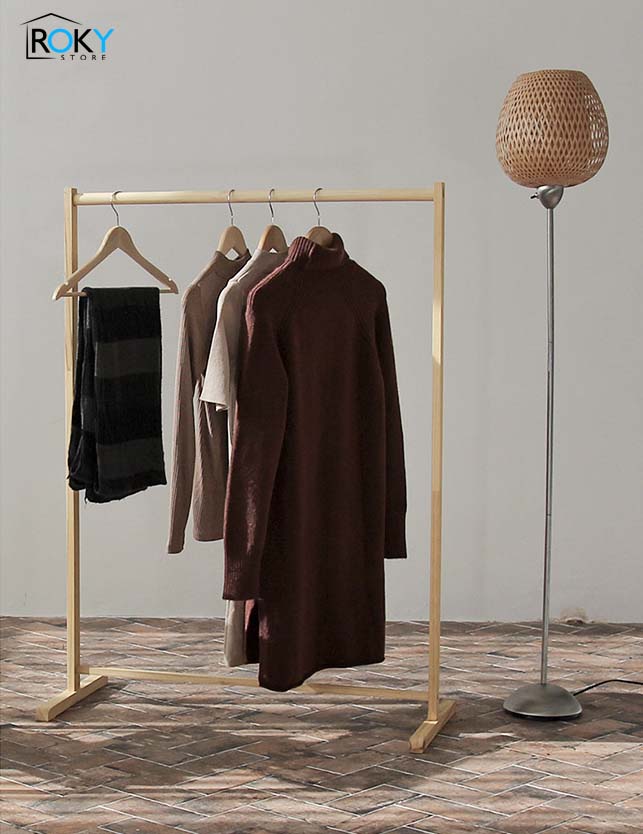 Giá treo quần áo màu tự nhiên - single hanger natural - 모던행거
