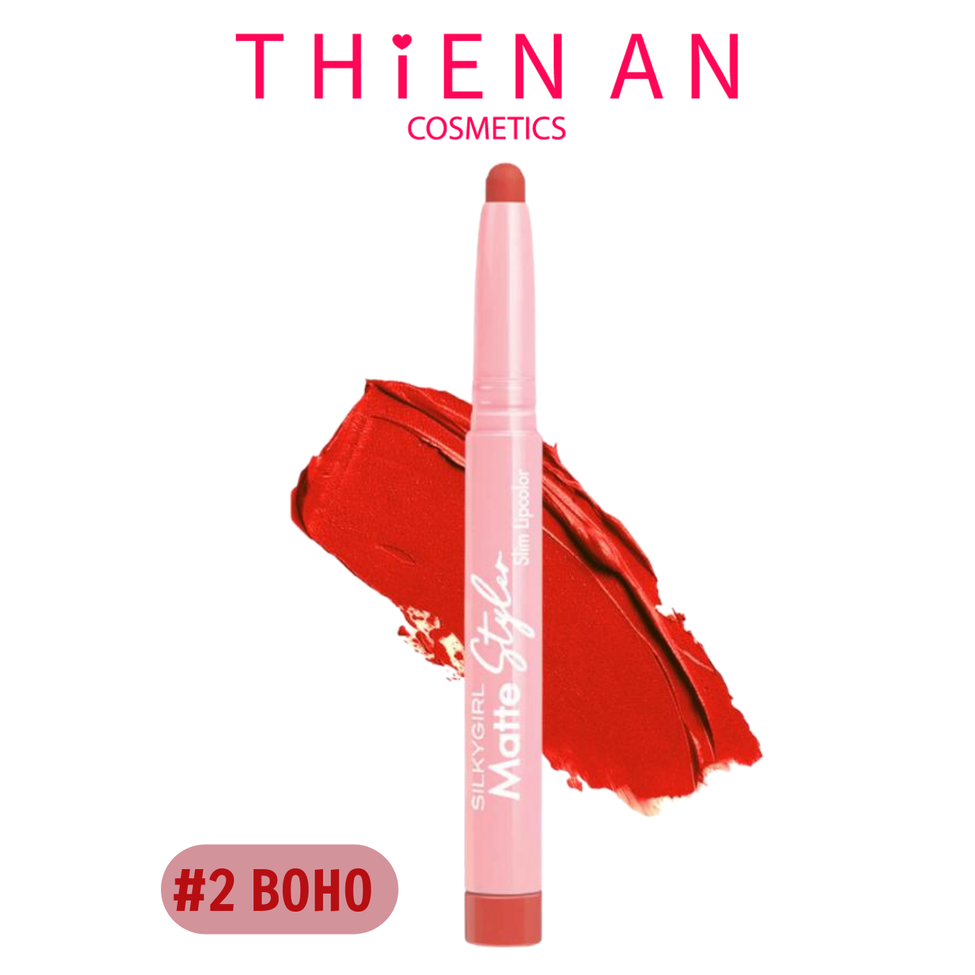 Silkygirl son bút chì mịn mượt lâu phai matte styler slim 02 boho 14g