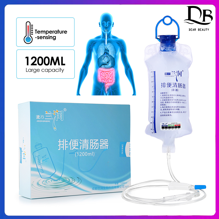 Dearbeauty 1200ml Reusable Enema Bag Kits Set Extra 10pcs Enema Clean Heads Household Colonic Cleansing Kits ราคา 75 บาท*ส่งฟรี