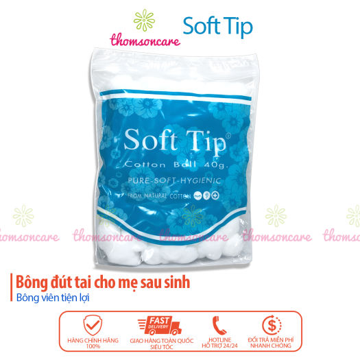 Bông gòn đút tai cho mẹ sau sinh Softtip - Bông viên tròn Soft tip, dùng trong y tế, nút nhét lỗ tai, trang điểm, giảm ù tai