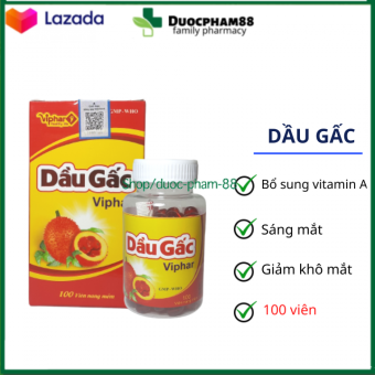 Viên uống Dầu gấc DHA Viphar - bổ sung vitamin A, cải thiện thị lực, giúp làm đẹp da - Lọ 100 viên