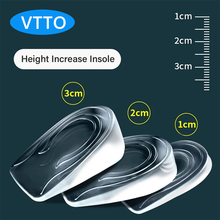 VTTO 1Pair Silicone Gel Height Increase Insole Heel Lifting Inserts Shoe Foot Care Protector Elastic Cushion Arch Support Insert for Unisex