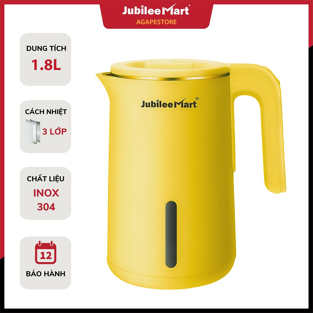 HÀNG TỐT Ấm siêu tốcJubilee Mart Dung tích 1.8L Công suất cao Thiết kế lịch sự ấm đun nước inox siêu tốc giá rẻ, bình đun nước nóng