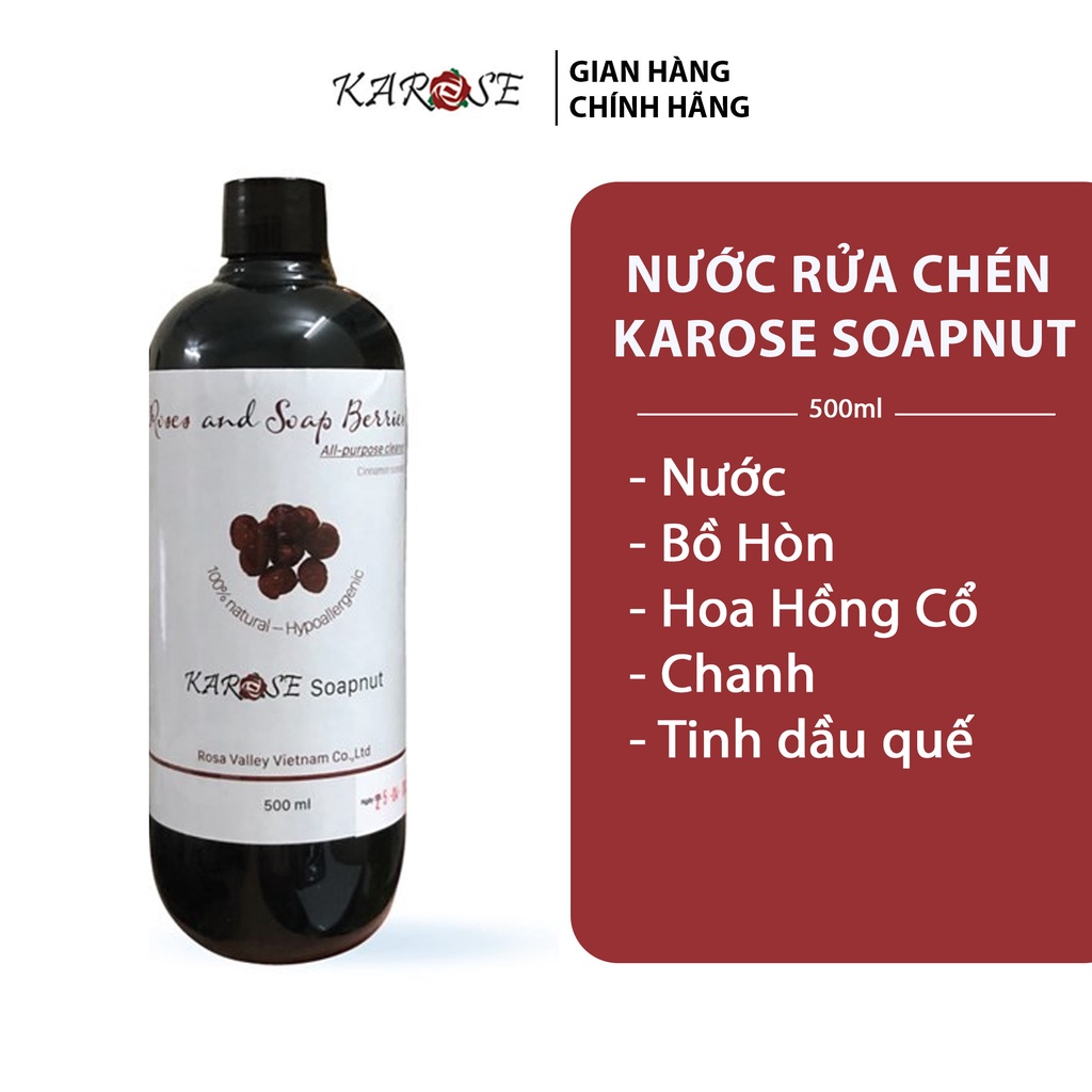 Nước rửa chén karose soapnut hữu cơ bồ hòn hoa hồng