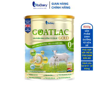 Sữa dê Goatlac Gold 0+ 800g dành cho trẻ dị ứng đạm sữa bò - VitaDairy
