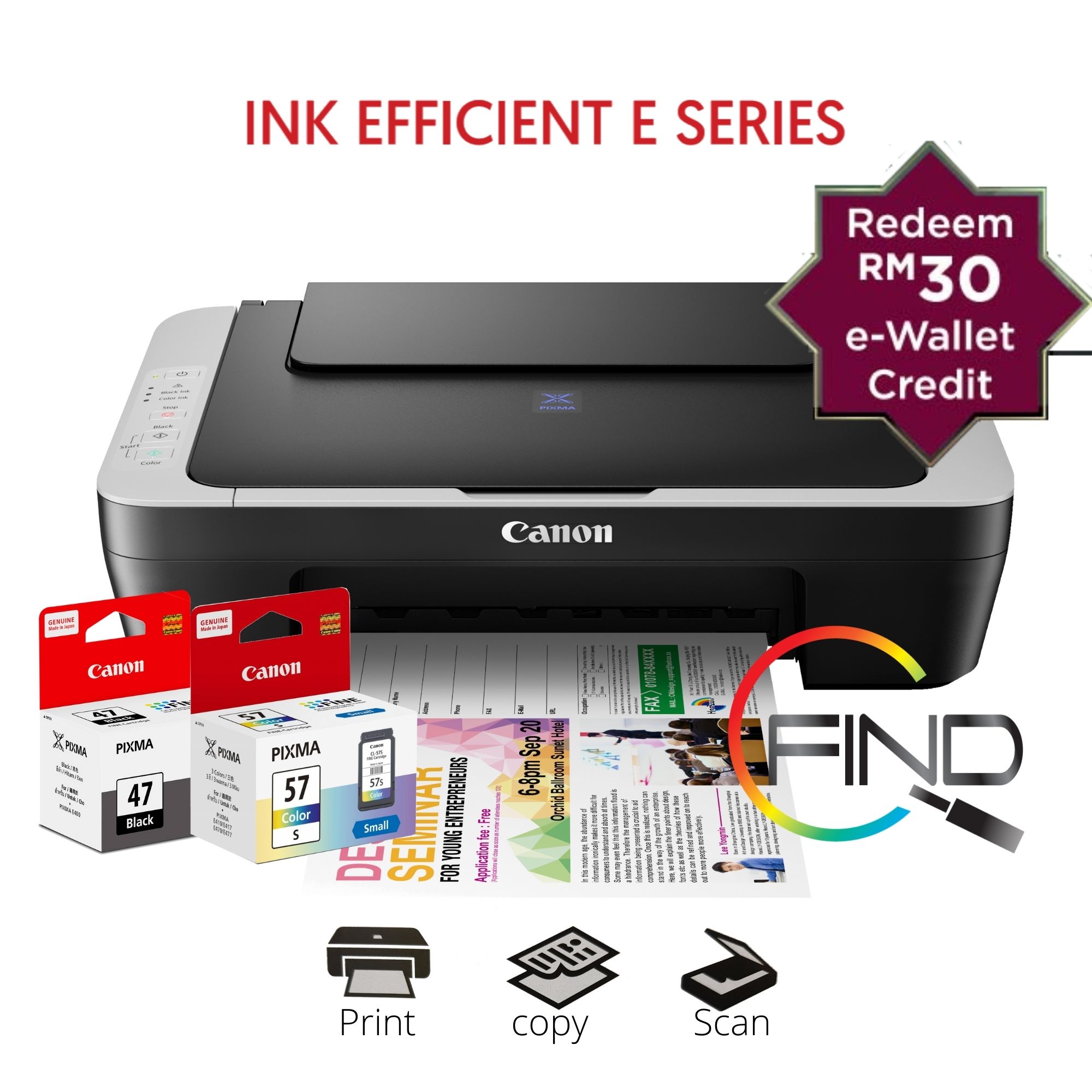 CANON PIXMA E470 (BLACK-GREY) AIO ALL IN ONE WIFI PRINTER (PRINT/  SCAN/COPY) support WiFi/Pixma Cloud Link | Lazada