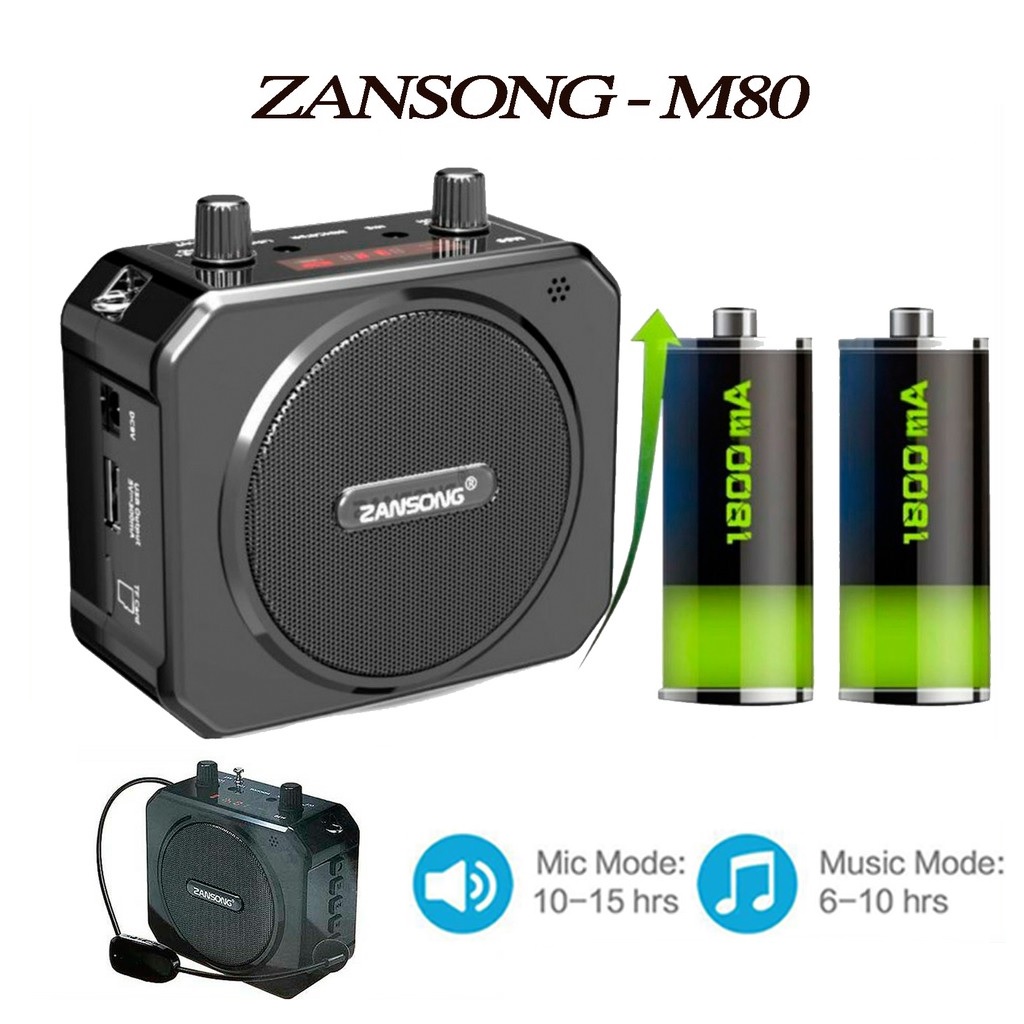 Loa Trợ Giảng Đa Năng Không Dây Bluetooth Zansong M80 Chính Hãng, Giá Rẻ Dành Cho Giáo Viên, Hướng Dẫn Viên Du Lịch, Bán Hàng, Giảng Viên Âm Thanh Cực To,Bắt Sóng Tốt Bán Kính Đến 10m,Loa Rõ Tiếng