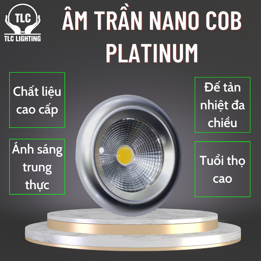Đèn led âm trần nano cob gold, đèn led cob, đèn led âm trần tlc - đèn led âm trần nano cob tlc siêu sáng, siêu tiết kiệm, ánh sáng trung thực - bảo hành uy tín