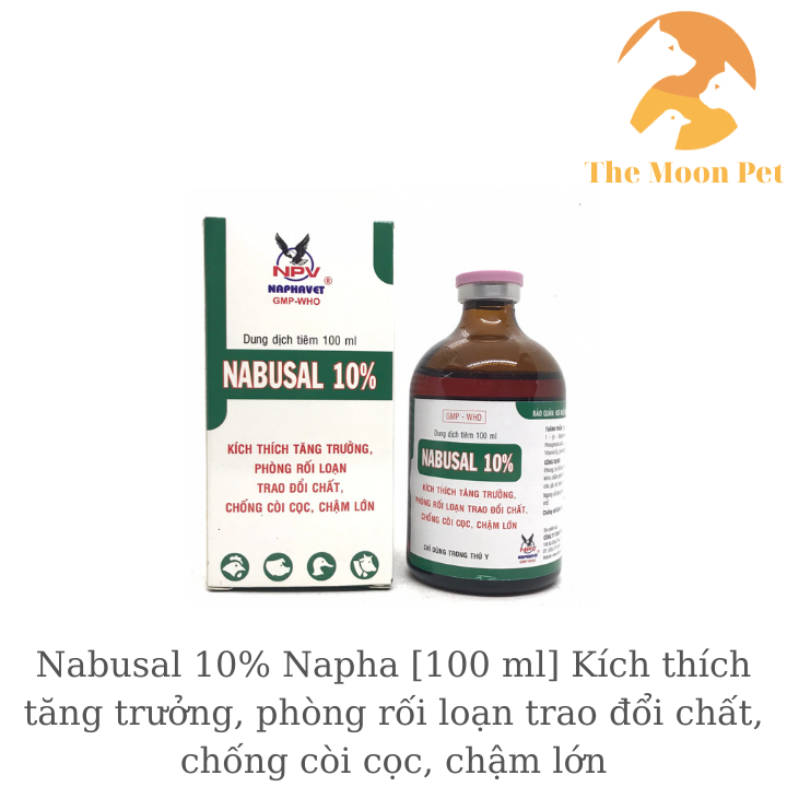 Nabusal 10% Napha [100 ml] K.ích t.hích tăng trưởng, phòng rối loạn trao đổi chất, chống còi cọc, chậm lớn gà đá, vật nuôi