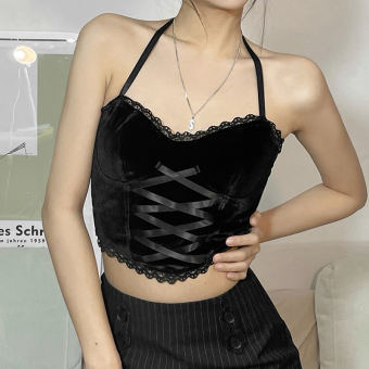 SYchuan Áo Ba Lỗ Ren Dây Áo Hai Dây Áo Hở Eo Hở Lưng Áo Ba Lỗ Mỏng Dây Mảnh Gợi Cảm Cho Nữ Đi Nghỉ Mát Đi Biển Thoải Mái