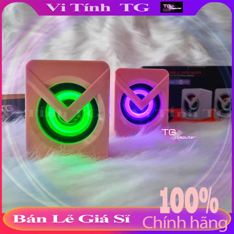 Loa máy tính màu hồng để văn phòng kiểu dáng mini cute cực dễ thương Vi tính TG bosston l1040