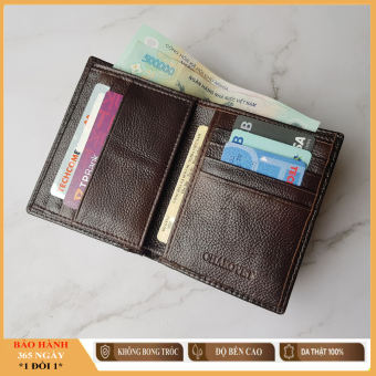 Ví nam da bò Chakovet, Kiểu bóp nam da bò thật dáng đứng đựng tiền thẻ giấy tờ xe - CKV585, bóp nam da bò, Ví nam da thật phong cách trẻ trung hiện đại sang trọng gồm màu nâu đen