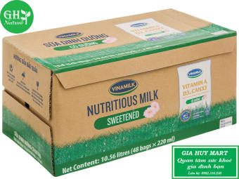 THÙNG 48 BỊCH SỮA TƯƠI VINAMILK CÓ ĐƯỜNG