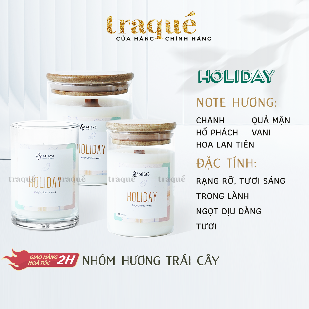 Nến thơm agaya/candle cup - hương hoa holiday