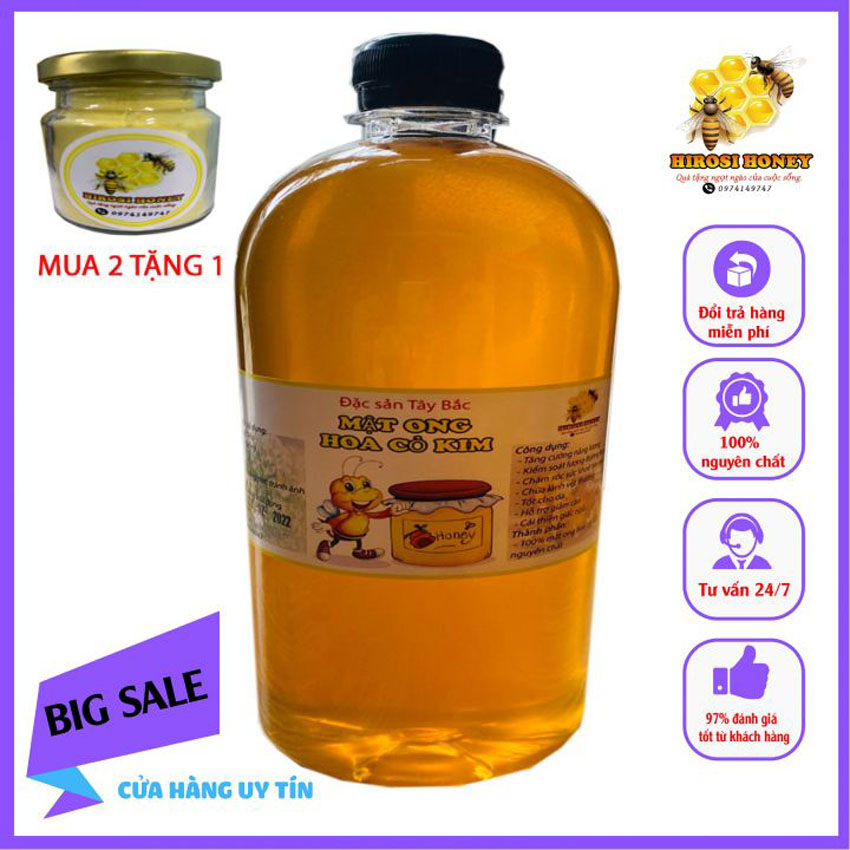 [BÁN CHẠY] 1400G Mật ong thiên nhiên hoa cỏ kim  Sơn La HIROSI HONEY nguyên chất , tốt cho sức khoẻ làm đẹp