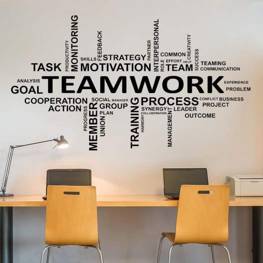 High Quality】Office Wall Decal Teamwork Quote Office Decor Wall ...