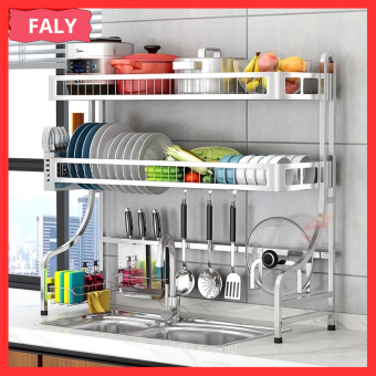 Kệ Úp Chén INOX 1 2 Tầng, Kệ Để Chén Đĩa Trên Bồn Rửa Đa Năng, Kệ Đựng Chén Bát Đầy Đủ Phụ Kiện