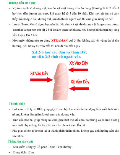 Chai xịt XTRAMAN cao cấp tăng cường sinh_lý nam mạnh mẽ (chai 12 ml) - hàng chính hãng ( xtra man xtramen men )