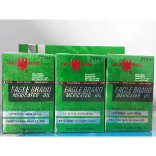 Dầu gió xanh con Ó Singapore 24ml - Dầu Gió Nước Xanh 2 Nắp Singapore Eagle Brand 24ml