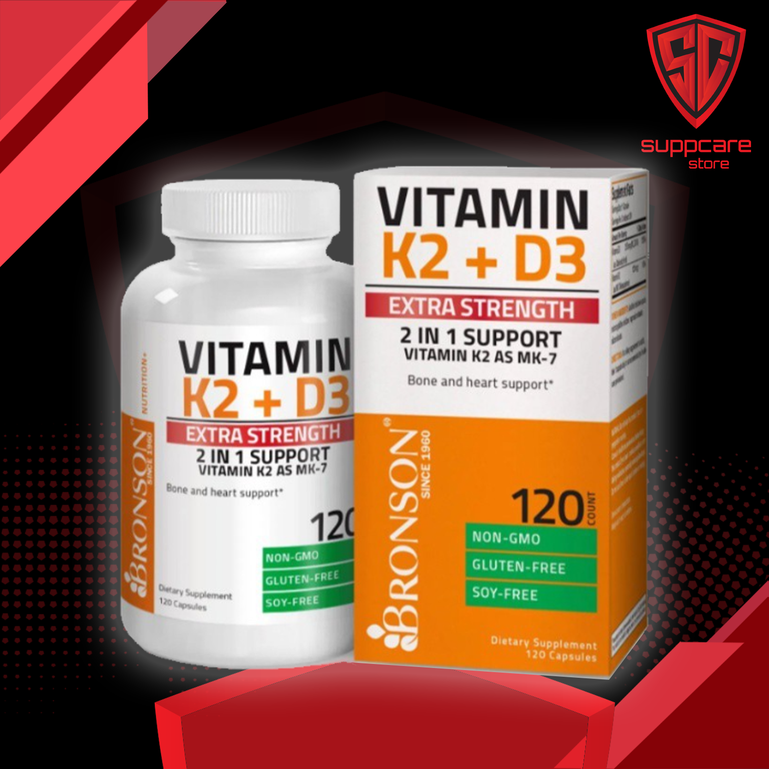 Vitamin d3 k2 | bronson vitamin d3 k2 mk-7 extra strength - hàm lượng cao - chính hãng