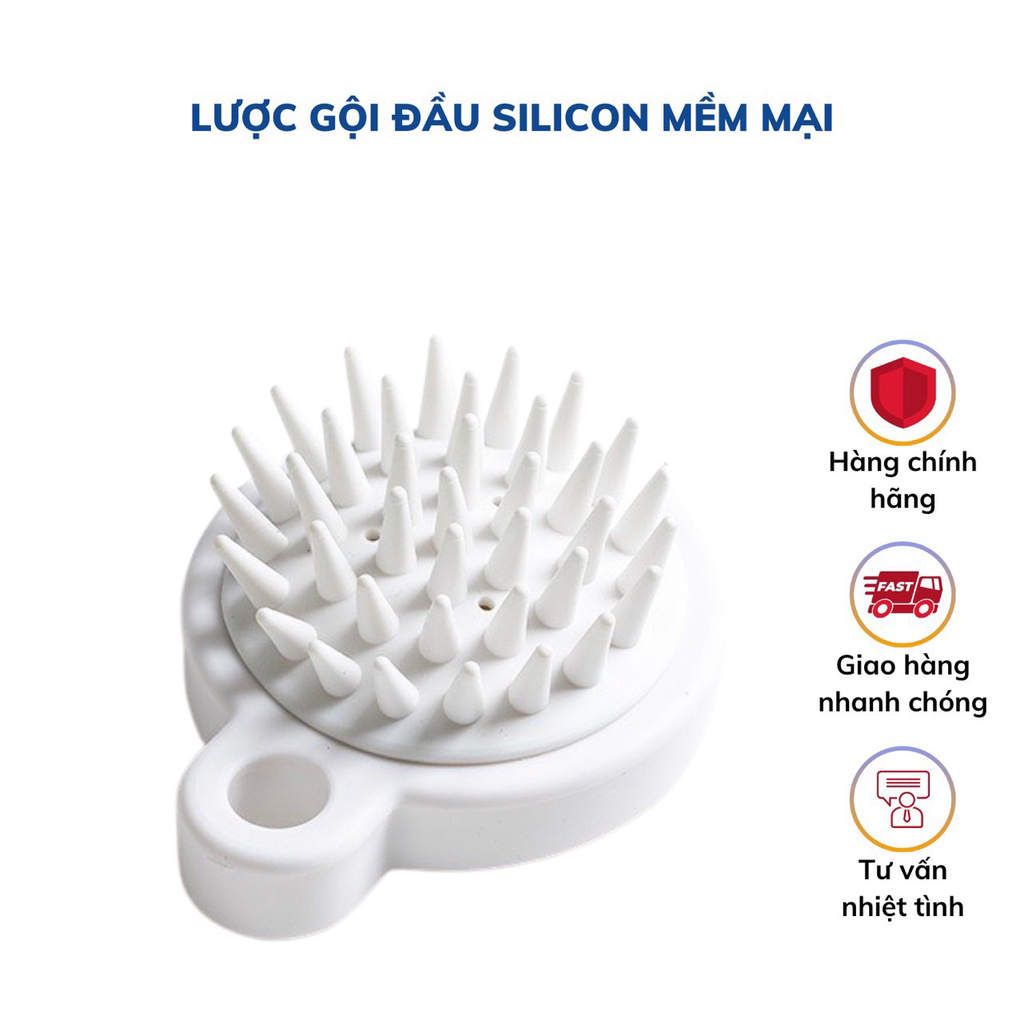 Lược gội đầu silicon siêu mềm, giúp thử giãn da đầu- chính hãng THbeauty