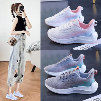 Giày thể thao sneaker nữ dệt thoáng khí phối màu, giày nữ đế êm chạy bộ tập gym aerobic ulzzang Hàn Quốc