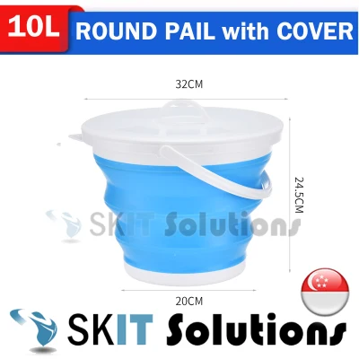 5L 10L 13L 15L Round Waterproof Foldable Pail with Cover or Without Cover, Collapsible Retractable Outdoor Water Pail Bucket Barrel TUB for Car Washing Fishing Toilet Cleaning, Portable Large Plastic Foot Leg Spa Bath Soak, Wash Bin Washtub Picnic Basket (6)