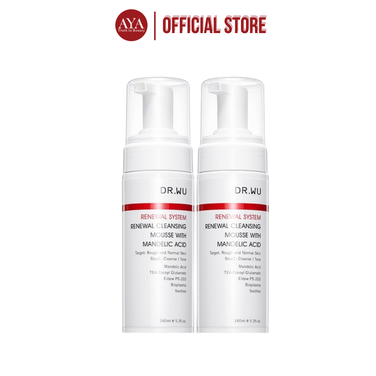 Sữa rửa mặt tạo bọt dr.wu renewal cleasing mousse with mandelic acid – 160ml