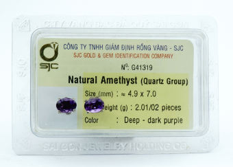 Cặp Bông tai nữ đính đá Amethyst tự nhiên hình Oval