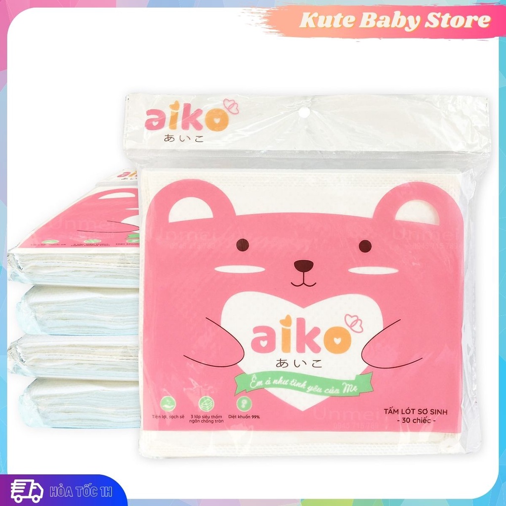 Miếng lót phân su Aiko 30 tờ gói cho bé sơ sinh cao cấp