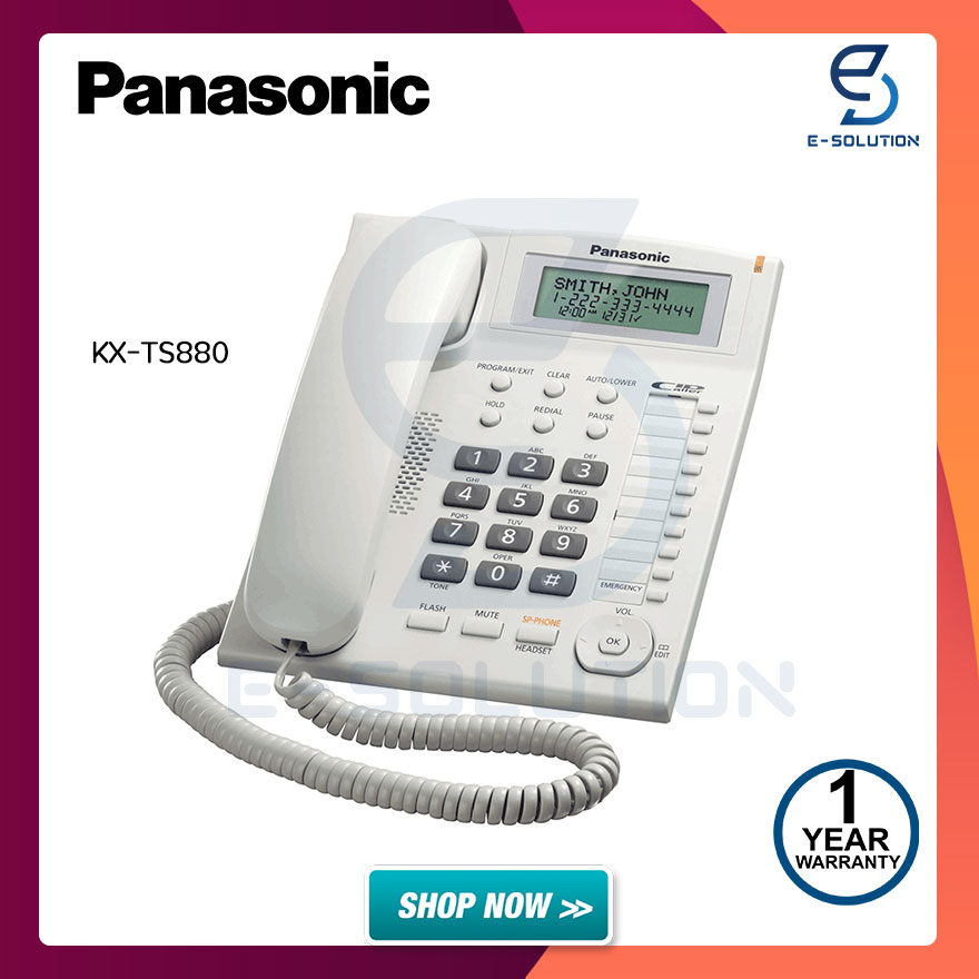 Panasonic corded phone KX-TS880 MX White Black ราคา 2,290 บาท*ส่งฟรี