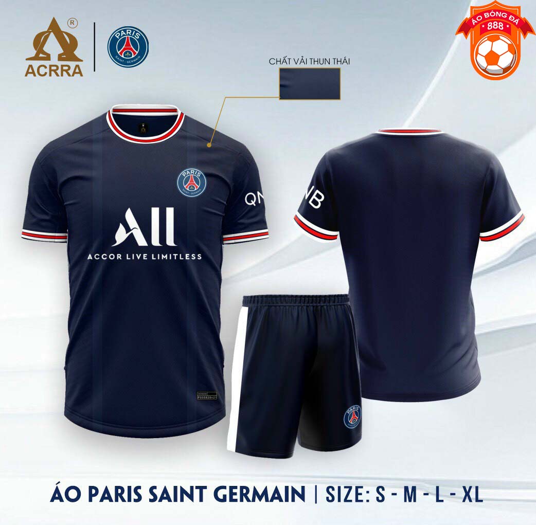 Áo Bóng Đá, Áo Đá Banh CLB PSG 2021 - Thun Thái Cao Cấp - Co Giãn 4 Chiều