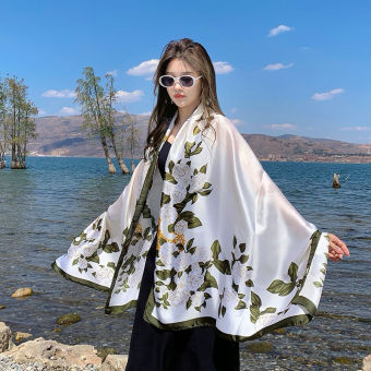 Khăn choàng lụa đi biển quấn bikini - Áo quây khăn lụa - Khăn lụa dài thắt nơ 180x90cm đẹp