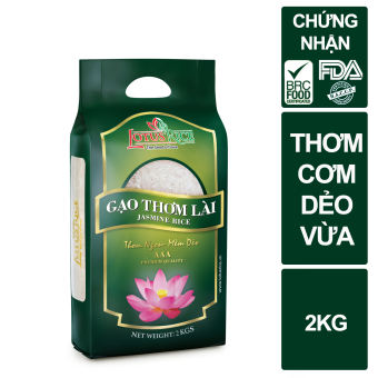 Gạo Thơm Lài thơm ngon dẻo vừa Lotus Rice 2kg -  Chuẩn xuất khẩu - Đạt nhiều chứng nhận an toàn thực phẩm