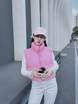 Áo phao ghile dây rút dáng ngắn, áo phao ghi lê nữ không tay cổ đứng, áo khoác phao hàn quốc croptop dây rút, áo phao hàn quốc