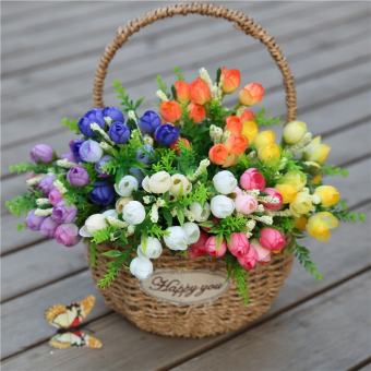 Hoa giả, cành hoa hồng/chùm hoa hồng nụ bi lụa