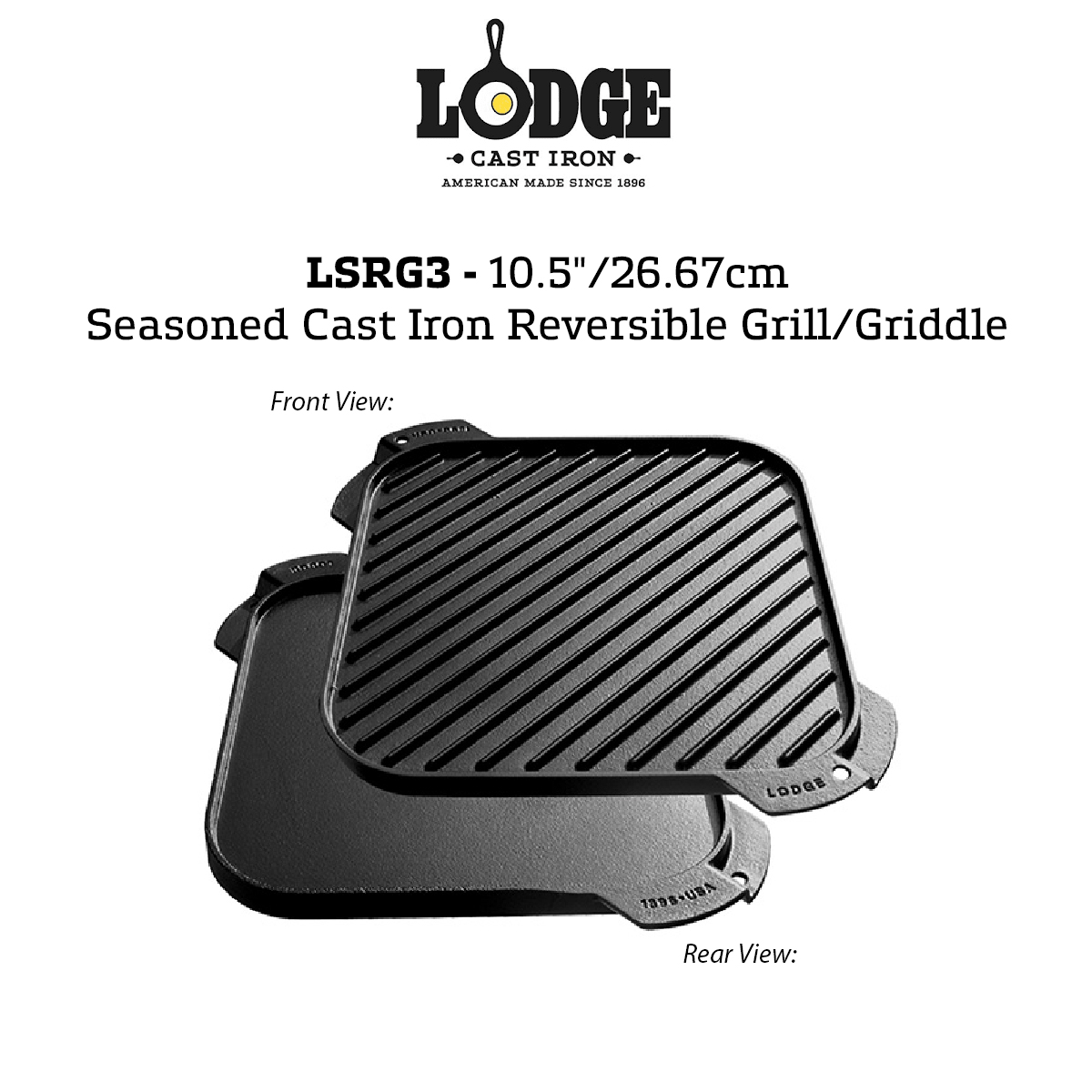 19 x 9.5 Inch Seasoned Cast Iron Reversible Grill/Griddle