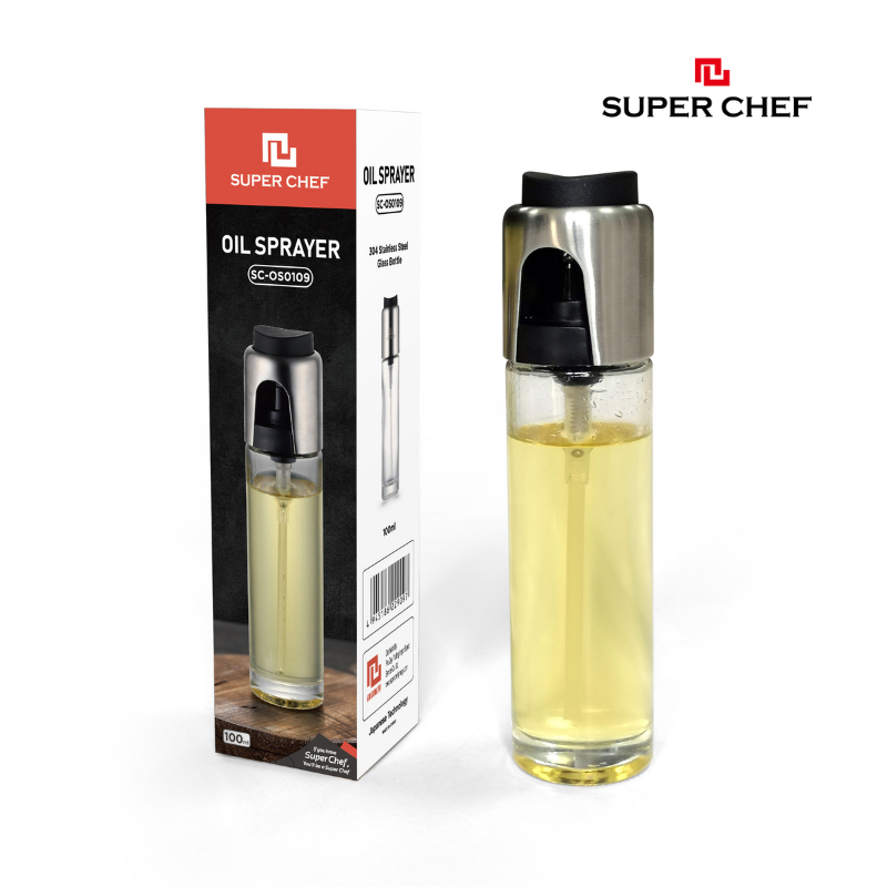 Bình Xịt Dầu Ăn Thủy Tinh Super Chef Giúp Tiết Kiệm Dầu Ăn, Gia Vị (90/180ml)