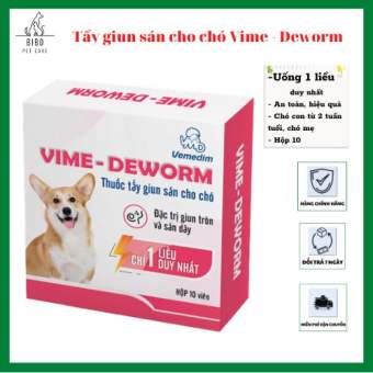 Tẩy giun Vime-Deworm dạng viên uống cho chó mèo - Sổ giun sán cho thú cưng