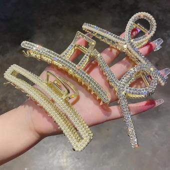 Kẹp Tóc Càng Cua Kim Loại Đính Ngọc Phong Cách Hàn Quôc