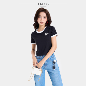 Áo Thun Nữ Thời Trang HNOSS In Hoa Form Baby Phối Viền HNATH043
