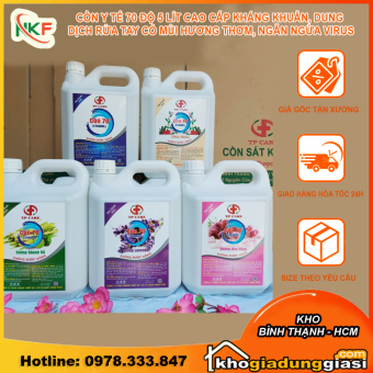 Cồn Y Tế 70 Độ 90 Độ Can 5 Lít - Cồn Y Tế Có Hương Thơm - Cồn Y Tế Kháng Khuẩn, Côn Rửa Tay, Dung Dịch Vệ Sinh Nhà Cửa