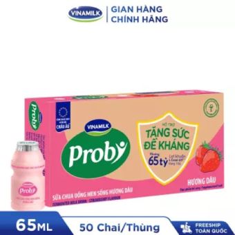 THÙNG 50 CHAI SỮA CHUA UỐNG PROBI DÂU 65ML