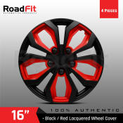 16" Black/Red Wheel Rim Cover with Chrome Nut, 4 Pieces (Brand?)