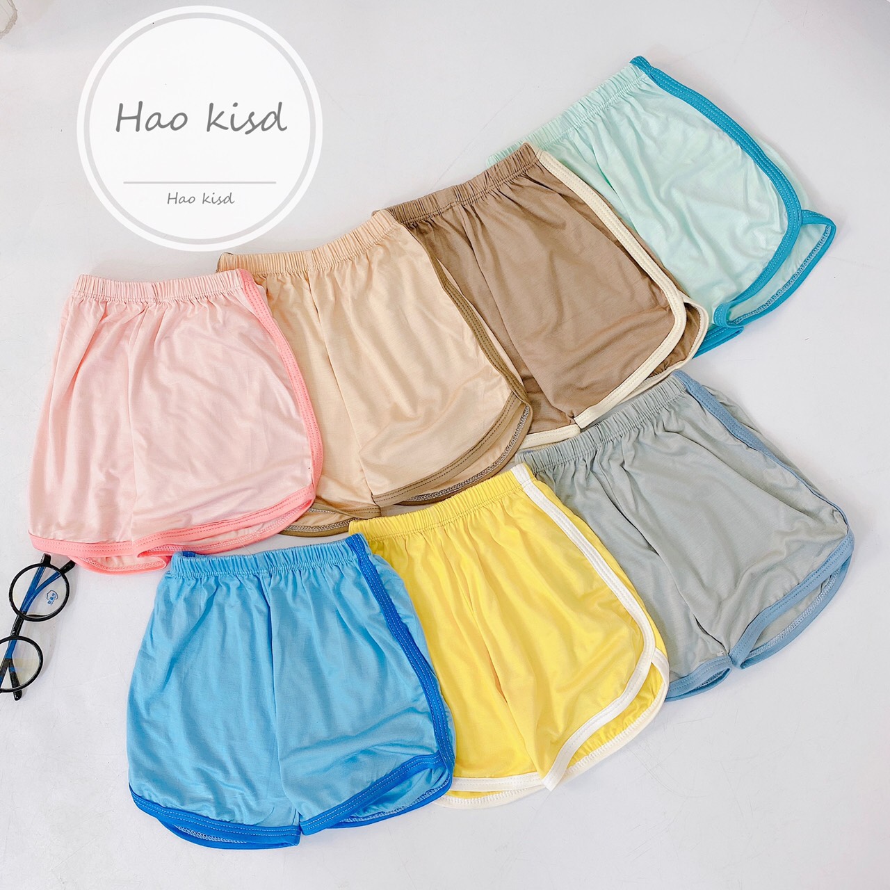 Quần đùi thun lạnh, quần chục k.woo phối viền đáng yêu cho bé trai, bé gái 5-15kg